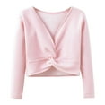 thumbnail image 1 of Kiijoy Girls Long Sleeve Shirt Solid Ballet Wrap Top Dance Sweater, Sizes 11-12, 1 of 2