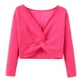 thumbnail image 1 of Kiijoy Girls Long Sleeve Shirt Solid Ballet Wrap Top Dance Sweater, Sizes 8-10, 1 of 2