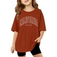thumbnail image 1 of Kiijoy Girls Loose Casual T-Shirt California Printed Short Sleeve Crew Neck T Shirt, 1 of 2