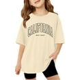 thumbnail image 1 of Kiijoy Girls Loose Casual T-Shirt California Printed Short Sleeve Crew Neck T Shirt, 1 of 3