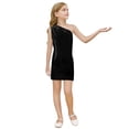 thumbnail image 1 of Kiijoy Girls Metallic One Shoulder Bodycon Dress Sleeveless Party Mini Dress, Sizes 3-16, 1 of 3