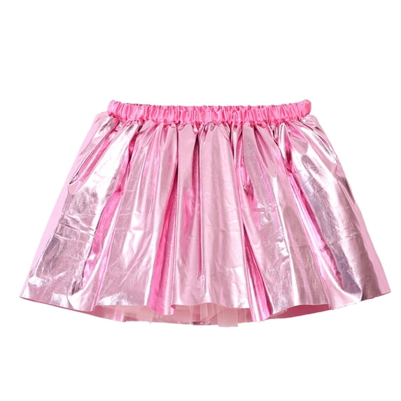 Kiijoy Girls Metallic Skirt Dance Party Performance Skirt with Built-In Shorts, Sizes 3-4
