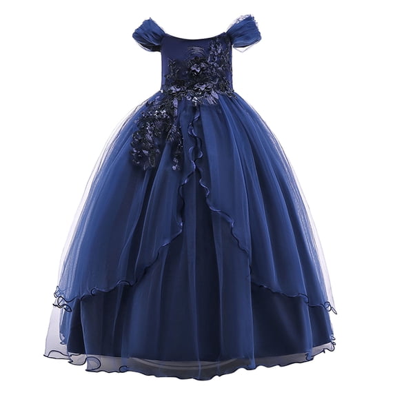 Kiijoy Girls Off Shoulder Mesh Party Dress Wedding Pageant Princess Dress, Sizes 12-14