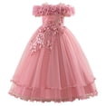 thumbnail image 1 of Kiijoy Girls Off Shoulder Tulle Princess Dress Princess Pageant Birthday Party Gown, Pink, 1 of 3