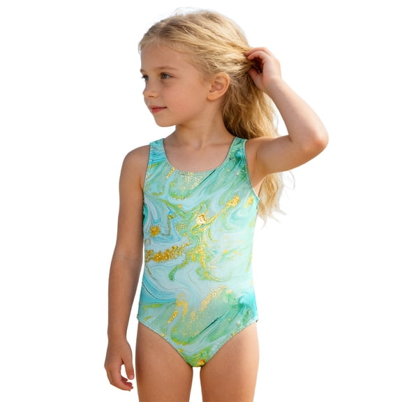 Kiijoy Girls One-Piece Swimsuit Quick Drying UPF 50+ Bathing Suit Swimwear, Sizes 2-14
