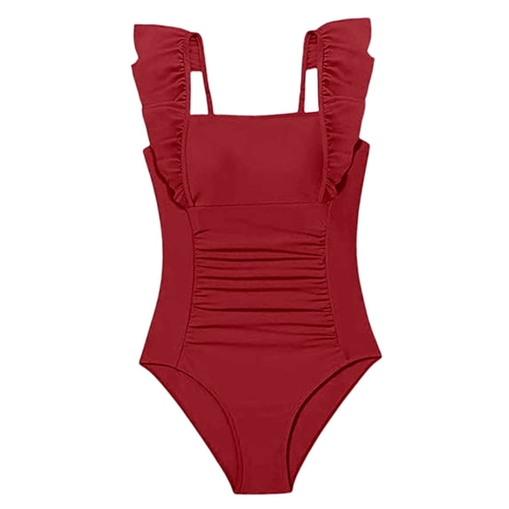 Kiijoy Girls One-Piece Swimsuit UPF 50+ Ruffle Ruched Bathing Suit Swimwear, Sizes 7-16