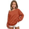 thumbnail image 1 of Kiijoy Girls One Shoulder Sweatshirt Fashion Loose Pullover, Orange, Sizes 9-10Y, 1 of 5