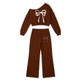 thumbnail image 1 of Kiijoy Girls Outfits Bow Off Shoulder Cropped Sweatshirt Pants Clothes Set, Sizes 5-14, 1 of 4