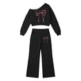 thumbnail image 1 of Kiijoy Girls Outfits Bow Off Shoulder Cropped Sweatshirt Pants Clothes Set, Sizes 5-14, 1 of 4