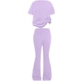 thumbnail image 1 of Kiijoy Girls Outfits Casual Solid Short Sleeve T-Shirt Flare Pants Set, 2-Piece, Size 7-12, 1 of 3