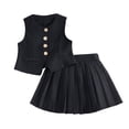 thumbnail image 1 of Kiijoy Girls Outfits Casual Solid Sleeveless Vest Pleated Skirt Set, Sizes 7-12, 1 of 6