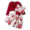 thumbnail image 1 of Kiijoy Girls Outfits Cotton Floral Tank Dress with Cardigan Fall Clothes Set, Size 2-7, 1 of 8