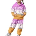 thumbnail image 1 of Kiijoy Girls Outfits Ice-Cream Print Long Sleeve Hoodie Jogger Sweatpants Set, Sizes 2-13, 1 of 7