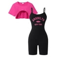 thumbnail image 1 of Kiijoy Girls Outfits Short Sleeve Crop Top Letter Print Romper 2Pcs Set, Sizes 7-12, 1 of 6