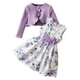 thumbnail image 1 of Kiijoy Girls Outfits Sleeveless Floral Dress with Long Sleeve Ribbed Cardigan, Size 2-7, 1 of 8