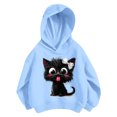 thumbnail image 1 of Kiijoy Girls Oversized Hoodie Cute Cat Graphic Pullover Sweatshirt, Blue, Sizes 9-10Y, 1 of 3