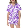 thumbnail image 1 of Kiijoy Girls Pajamas Ocean Graphic Print Short Sleeve Button Top Shorts Homewear, Sizes 2-13, 1 of 3