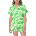 thumbnail image 1 of Kiijoy Girls Pajamas Ocean Graphic Print Short Sleeve Button Top Shorts Homewear, Sizes 2-13, 1 of 3