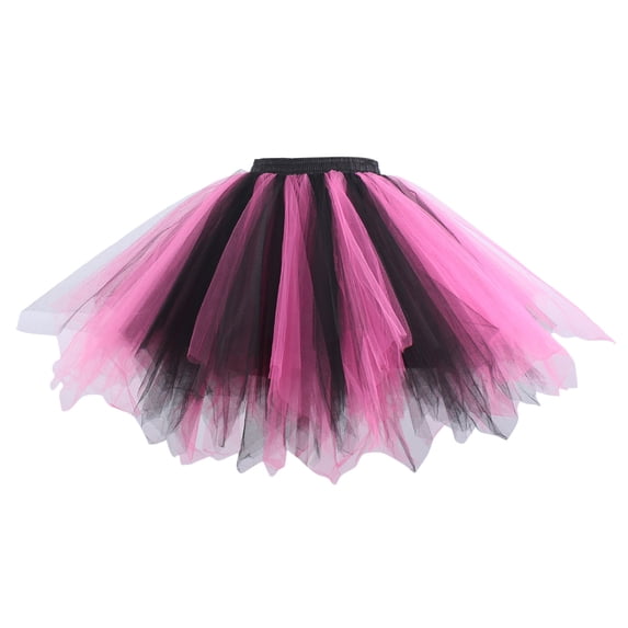 Kiijoy Girls Patchwork Color Mesh Tutu Skirt Dance Party High Waist Tulle Skirt, Sizes 6-10