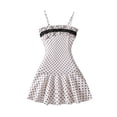 thumbnail image 1 of Kiijoy Girls Polka Dot Spaghetti Strap Dress Casual Party Ruffle Dress, White, Size 7-12, 1 of 4