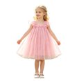 thumbnail image 1 of Kiijoy Girls Polka Dot Tulle Dress Flutter Sleeves Mesh Princess Dress, Pink, Size 6M-6Y, 1 of 4