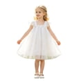 thumbnail image 1 of Kiijoy Girls Polka Dot Tulle Dress Flutter Sleeves Mesh Princess Dress, White, Size 6M-6Y, 1 of 4