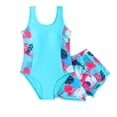 thumbnail image 1 of Kiijoy Girls Quick Dry One-Piece Swimsuit with Shorts Swimwear Bathing Suit, Sizes 6-7, 1 of 6