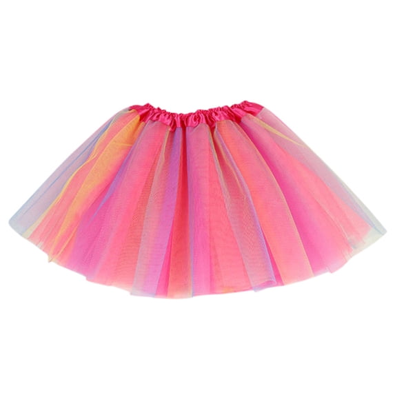 Kiijoy Girls Rainbow Mesh Tulle Skirt Party Dance Layered Tutu Skirt, Sizes One Size
