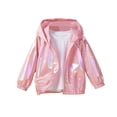 thumbnail image 1 of Kiijoy Girls Reflective Sun Hoodie Lightweight Hooded Jacket Kids Raincoat, Red, 5-6 Years, 1 of 8