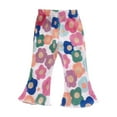thumbnail image 1 of Kiijoy Girls Ribbed Floral Flare Pants High Rise Lightweight Pull On Trousers, Pink, Sizes 18-24M, 1 of 3