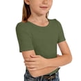 thumbnail image 1 of Kiijoy Girls Ribbed Knit Short Sleeve T-Shirt Soft Casual Solid Crewneck T Shirt, Sizes 7-14, 1 of 3