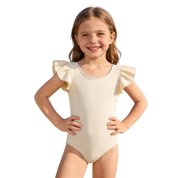 Kiijoy Girls Ruffle Bow One-Piece Swimsuit Stretch Bathing Suit with UPF50+, Sizes 3-7