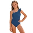 thumbnail image 1 of Kiijoy Girls Ruffle One Shoulder One-Piece Swimsuit Beach UPF 50+ Bathing Suit, Sizes 8-16, 1 of 5