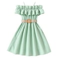 thumbnail image 1 of Kiijoy Girls Ruffles Spaghetti Strap Dress Casual Solid Midi Dress, Sizes 7-8, 1 of 4