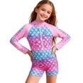 thumbnail image 1 of Kiijoy Girls Scale Print Long Sleeve Rash Guard One-Piece Swimsuit with UPF50+, 1 of 4