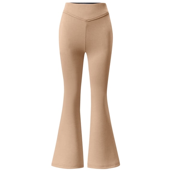 Kiijoy Girls School Uniform Pants Pull On High Waisted Stretch Flared Pants, Sizes 7-8