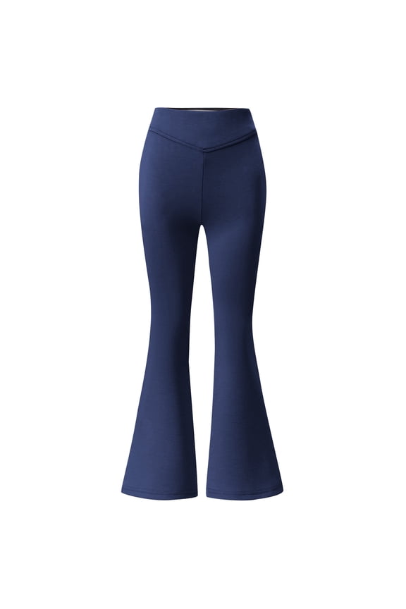 Girls School Uniform Pants Pull On High Waisted Stretch Flared Pants, Sizes 7-8