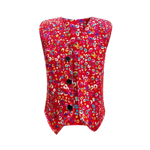 Kiijoy Girls Sequin Leopard Print Vest Kids Stylish Sleeveless Cardigan Top, Sizes 15-16
