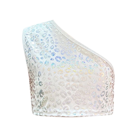 Kiijoy Girls Sequin Print One Shoulder Tank Top Fashion Sleeveless Crop Top, Sizes 13-16