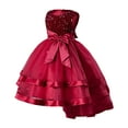 thumbnail image 1 of Kiijoy Girls Sequins Bow High Low Dress Pageant Birthday Party Formal Dress, Sizes 3-9, 1 of 6