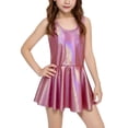 thumbnail image 1 of Kiijoy Girls Shiny Metallic Tank Dress Dance Sleeveless Slim Party Mini Dress, Sizes 11-12, 1 of 3