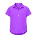 thumbnail image 1 of Kiijoy Girls Short Sleeve Button Down Shirt Summer Lightweight Shirt, Purple, 9-10 Years, 1 of 3