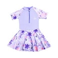 thumbnail image 1 of Kiijoy Girls Short Sleeve Half Zip Rash Guard One-Piece Swimsuit UPF50+ Swim Dress, 1 of 8