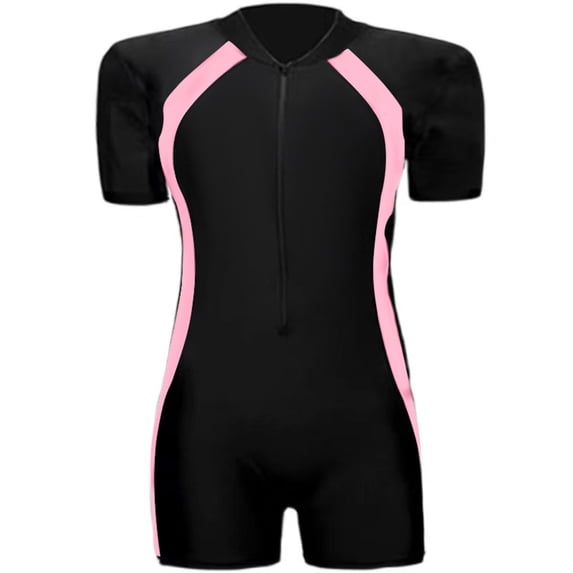 Kiijoy Girls Short Sleeve Rash Guard One-Piece Swimsuit Quick Dry Stretch Swimwear