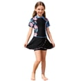 thumbnail image 1 of Kiijoy Girls Short Sleeve Rash Guard One-Piece Swimsuit & Swim Skirt, 2-Piece, Sizes 7-12, 1 of 8