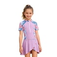 thumbnail image 1 of Kiijoy Girls Short Sleeve Rash Guard One-Piece Swimsuit & Swim Skirt, 2-Piece, Sizes 7-12, 1 of 7