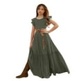 thumbnail image 1 of Kiijoy Girls Short Sleeve Rockabilly Dress Tiered Maxi Swing Dress, Sizes 3-14, 1 of 3