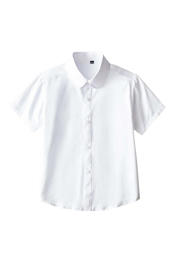Girls Short Sleeve White Shirt School Uniform Lace Button Up Shirt, Sizes 15-16