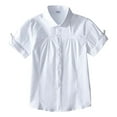 thumbnail image 1 of Kiijoy Girls Short Sleeve White Shirt School Uniform Lace Button Up Shirt, Sizes 3-4, 1 of 3
