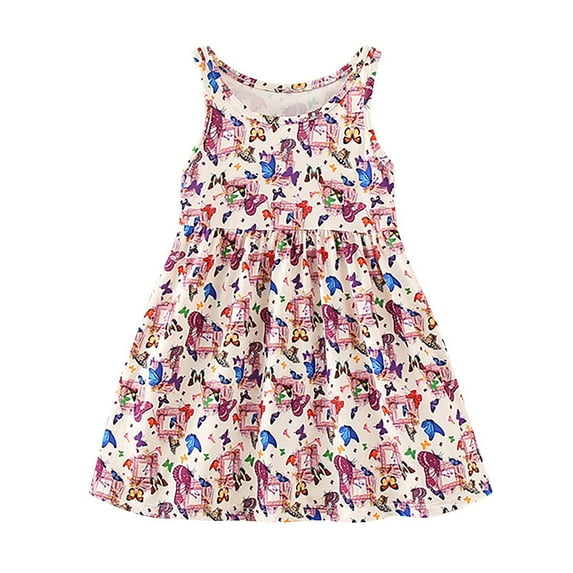 Kiijoy Girls Sleeveless Floral Skater Dress Summer Casual Tank Dress, Sizes 8-9